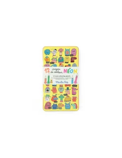 Moulin Roty 12 crayons de couleur Néon Les Schmouks - Clearance