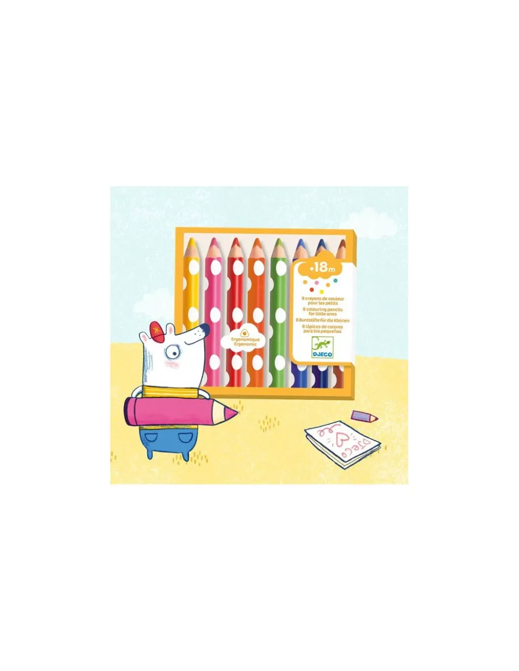 Djeco 8 crayons de couleur pour les petits - Discount