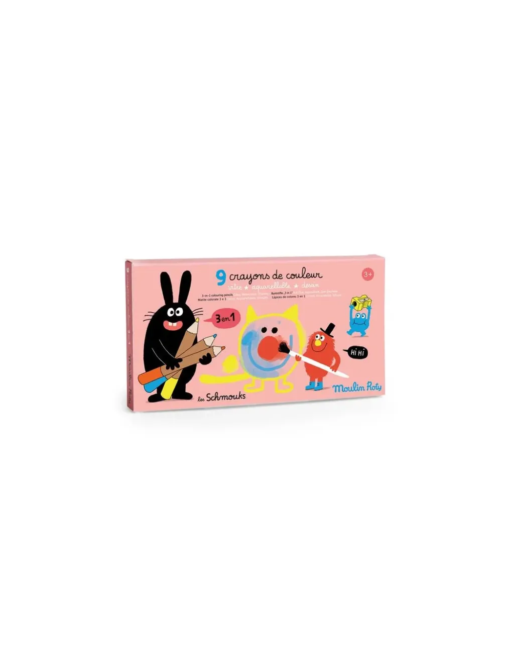 Moulin Roty 9 crayons de couleurs 3 en 1 Les Schmouks - Sale