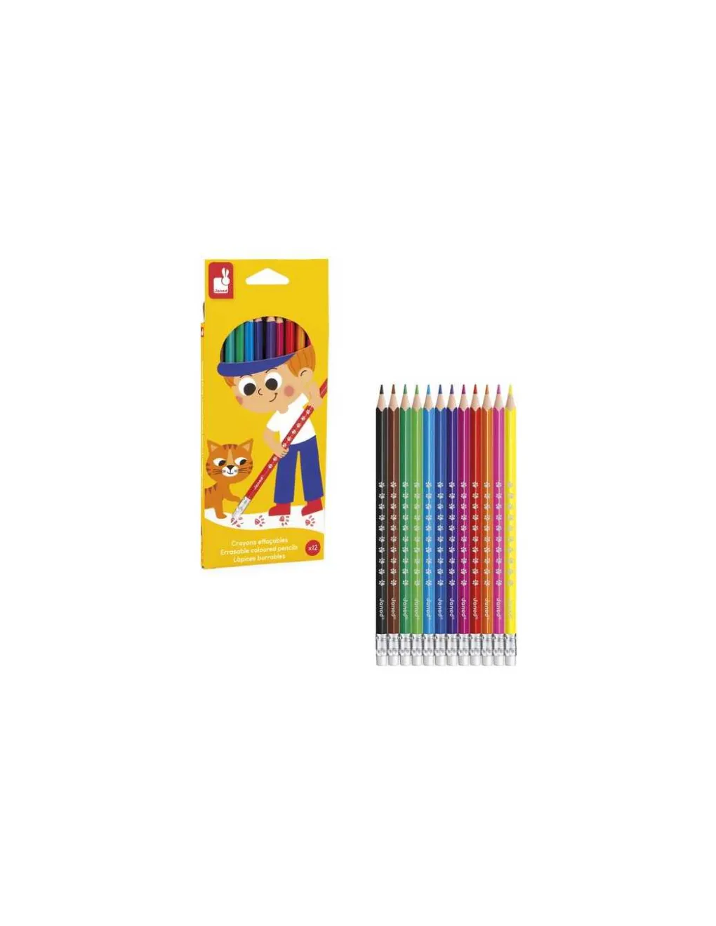 Janod 12 crayons effaçables - Sale
