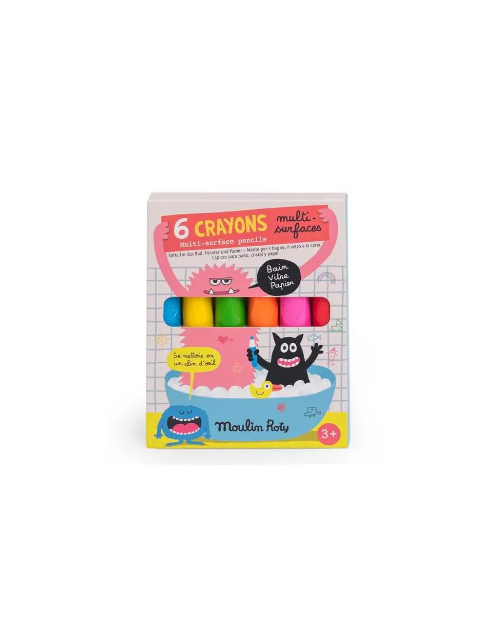 Moulin Roty 6 crayons multisurfaces Les Schmouks - New