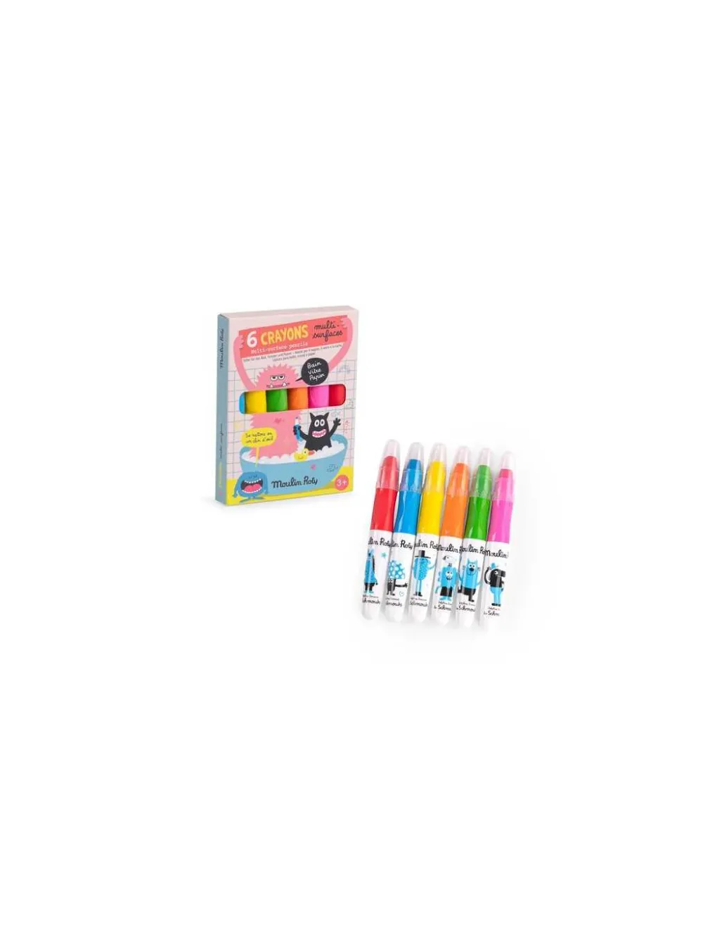 Moulin Roty 6 crayons multisurfaces Les Schmouks - New