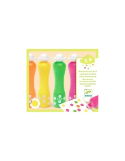 Djeco 4 Marqueurs gros pois Néon - Discount