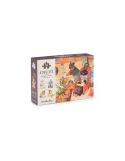 Moulin Roty 4 mini puzzles Une belle journée Les Minouchkas - Discount