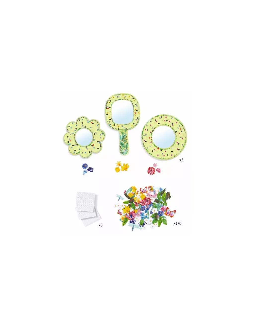 Djeco 3 miroirs à décorer douceur florale - Do it Yourself Discount