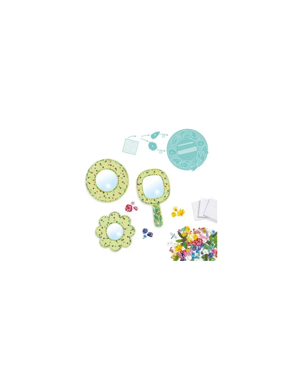 Djeco 3 miroirs à décorer douceur florale - Do it Yourself Discount