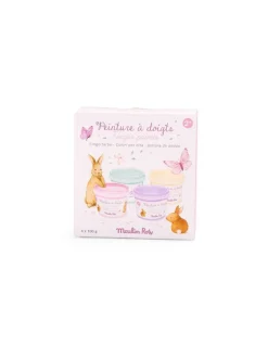 Moulin Roty 4 pots de peinture à doigts pastel Les Rosalies - Clearance
