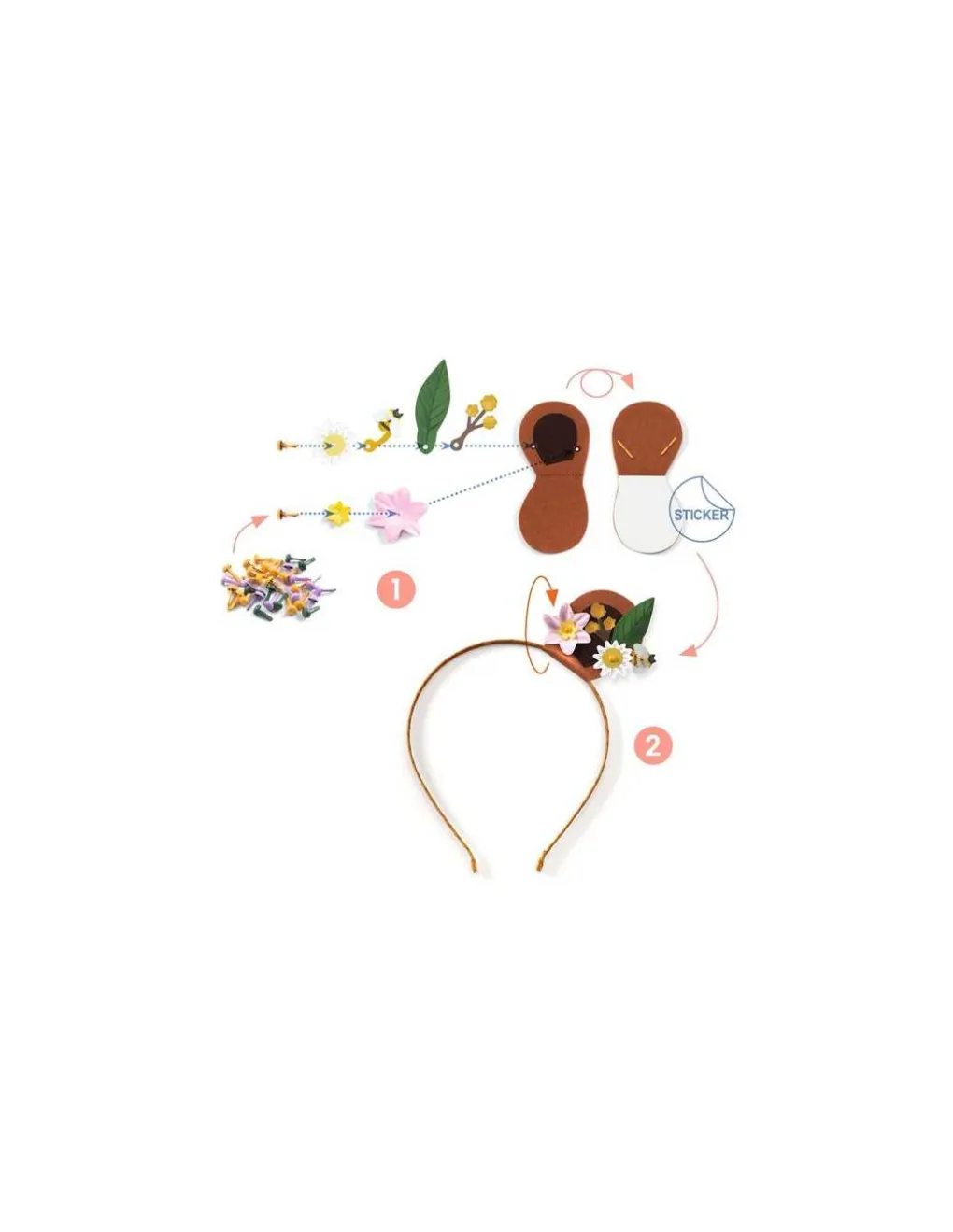Djeco 3 serre-têtes à créer Flower Friends - Do it Yourself - Best