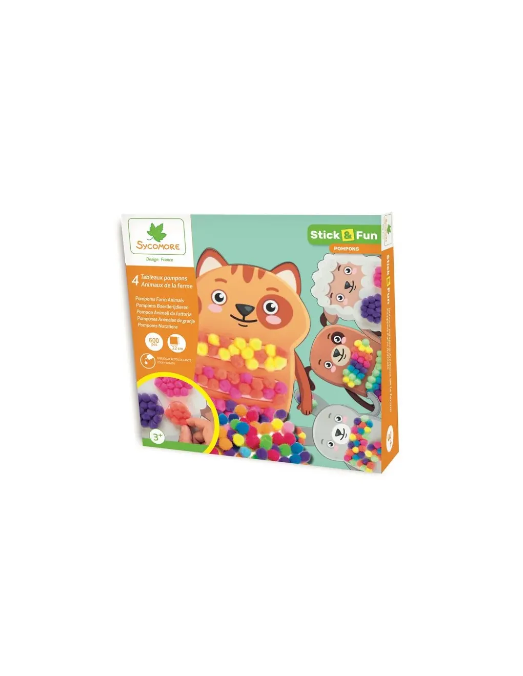 Sycomore 4 tableaux pompons animaux de la ferme - Discount