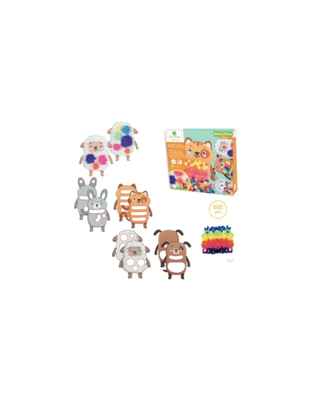 Sycomore 4 tableaux pompons animaux de la ferme - Discount