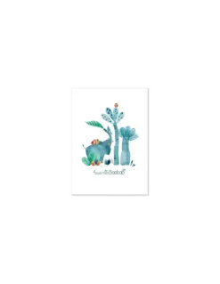 Moulin Roty Affiche Bergamote l'éléphant Sous mon Baobab -