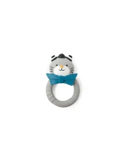 Moulin Roty Anneau caoutchouc naturel Chat gris Les moustaches - New