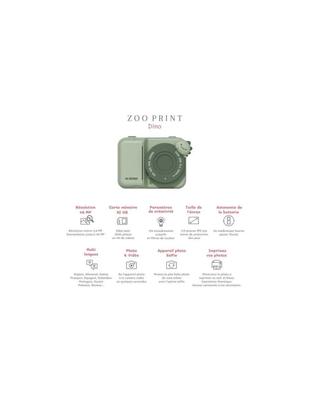 The Zoofamily Appareil photo Dinosaure Zoo Print -