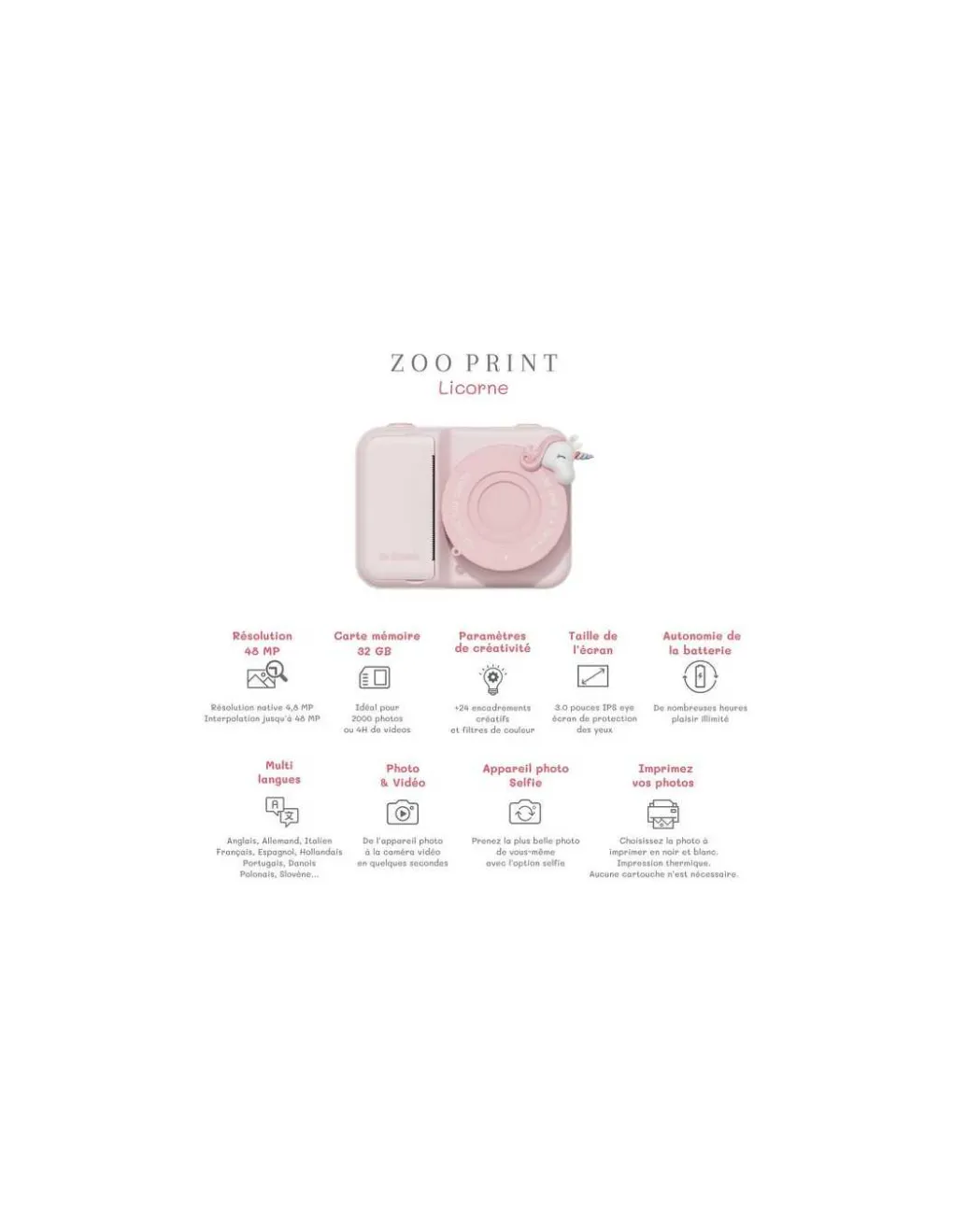 The Zoofamily Appareil photo Licorne Zoo Print - Discount