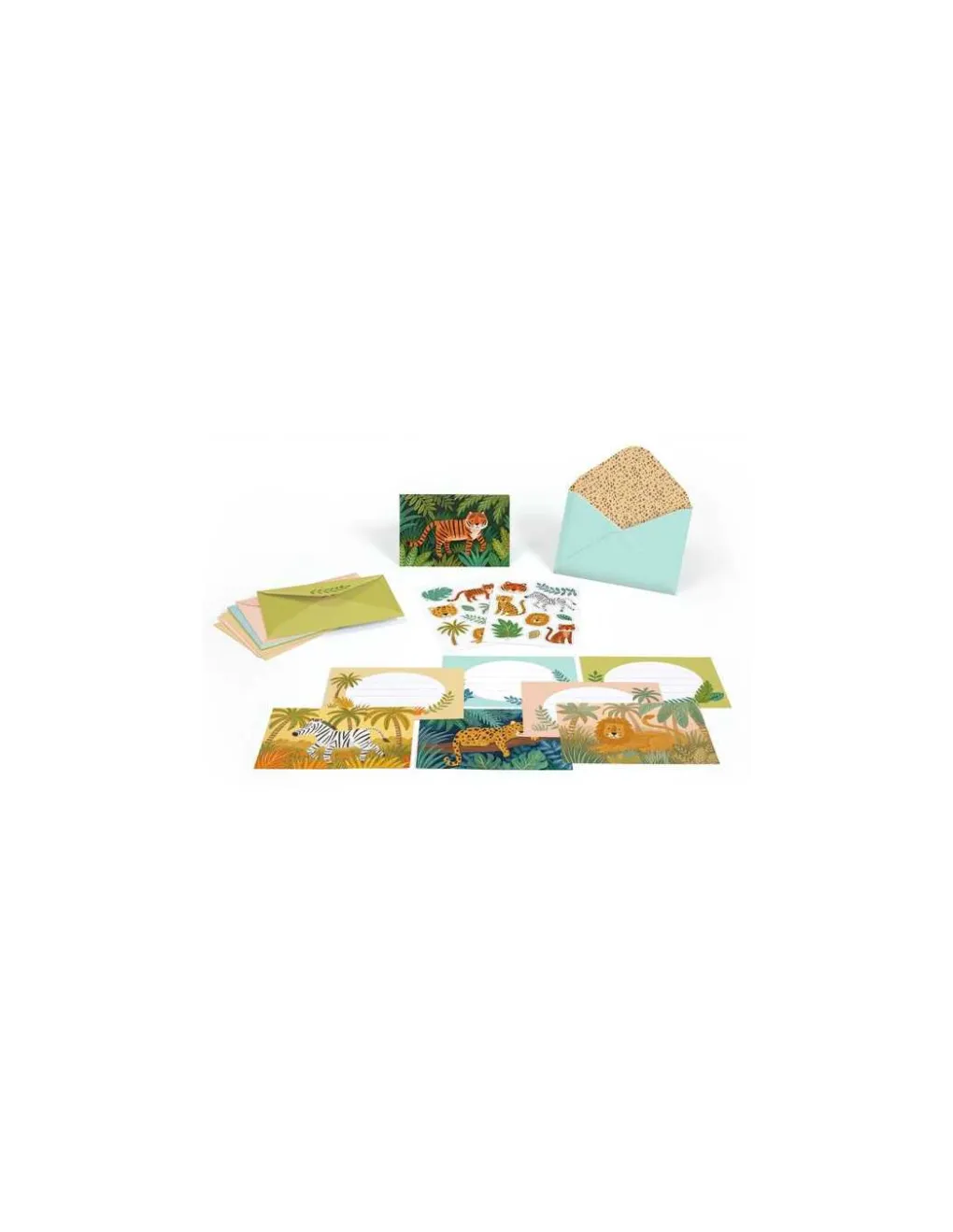 Lovely Paper by Djeco Cartes d'invitation Animaux de la Jungle - Djeco Clearance