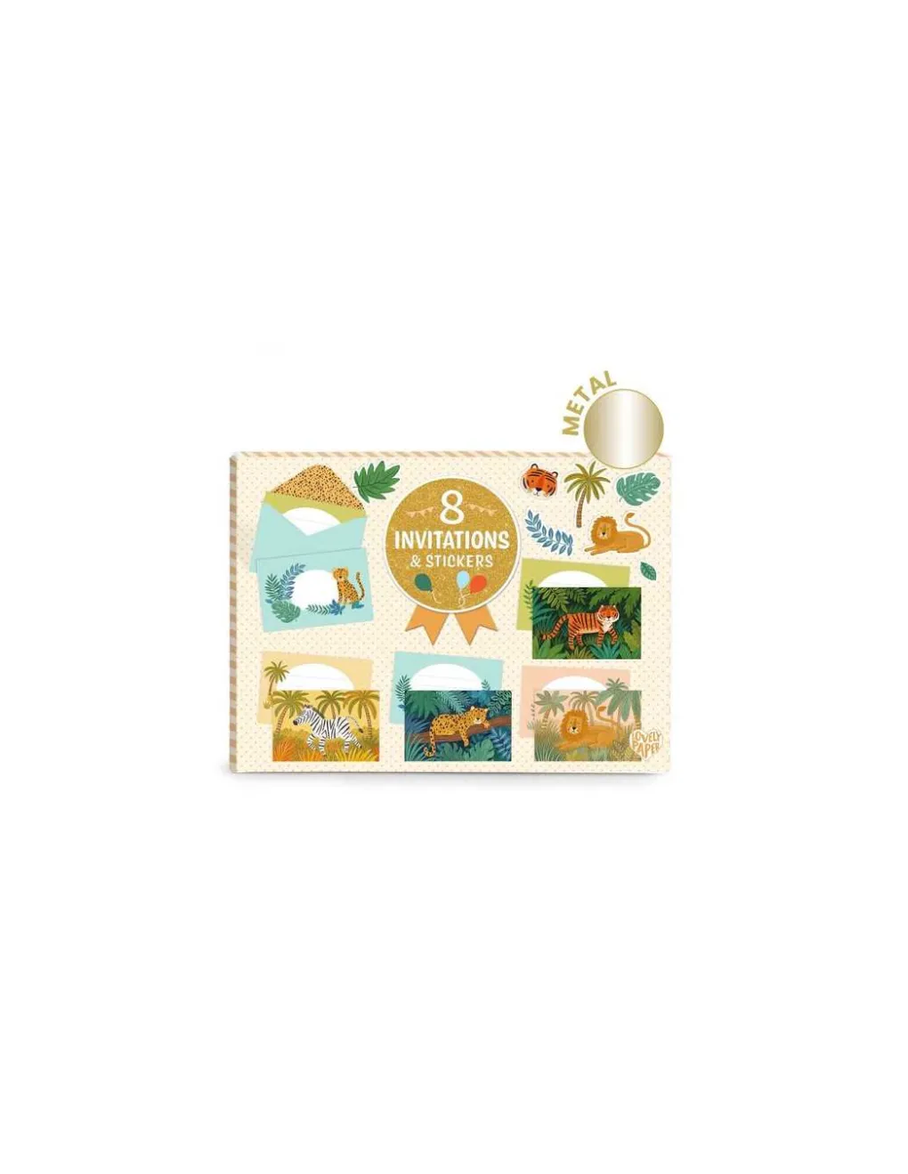Lovely Paper by Djeco Cartes d'invitation Animaux de la Jungle - Djeco Clearance