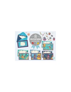 Lovely Paper by Djeco Cartes d'invitation Tous à bord - Djeco Clearance