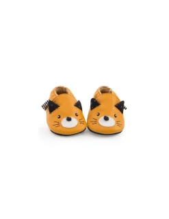 Moulin Roty Chaussons cuir chat moutarde Les moustaches 12/18 m - Clearance