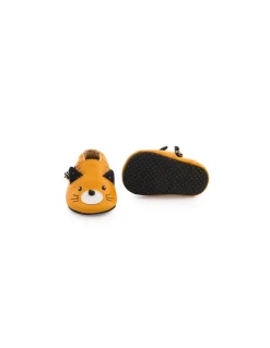 Moulin Roty Chaussons cuir chat moutarde Les moustaches 6/12 m - Sale