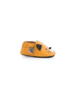 Moulin Roty Chaussons cuir chat moutarde Les moustaches 6/12 m - Sale
