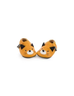 Moulin Roty Chaussons cuir chat moutarde Les moustaches 6/12 m - Sale