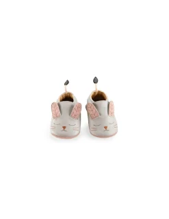 Moulin Roty Chaussons cuir lapin gris Après la pluie 6/12 m - New