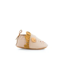 Moulin Roty Chaussons cuir lion beige Sous mon baobab 18/24 m - New