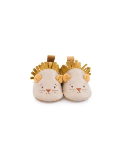 Moulin Roty Chaussons cuir lion beige Sous mon baobab 0/6 m - New