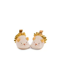 Moulin Roty Chaussons cuir lion beige Sous mon baobab 6/12 m - Best
