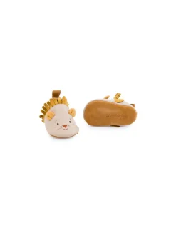 Moulin Roty Chaussons cuir lion beige Sous mon baobab 6/12 m - Best