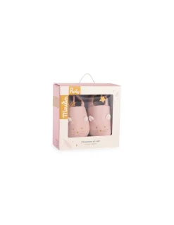 Moulin Roty Chaussons cuir souris rose La petite école de danse 6/12 m - New