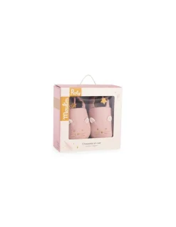 Moulin Roty Chaussons cuir souris rose La petite école de danse 18/24 m - Hot