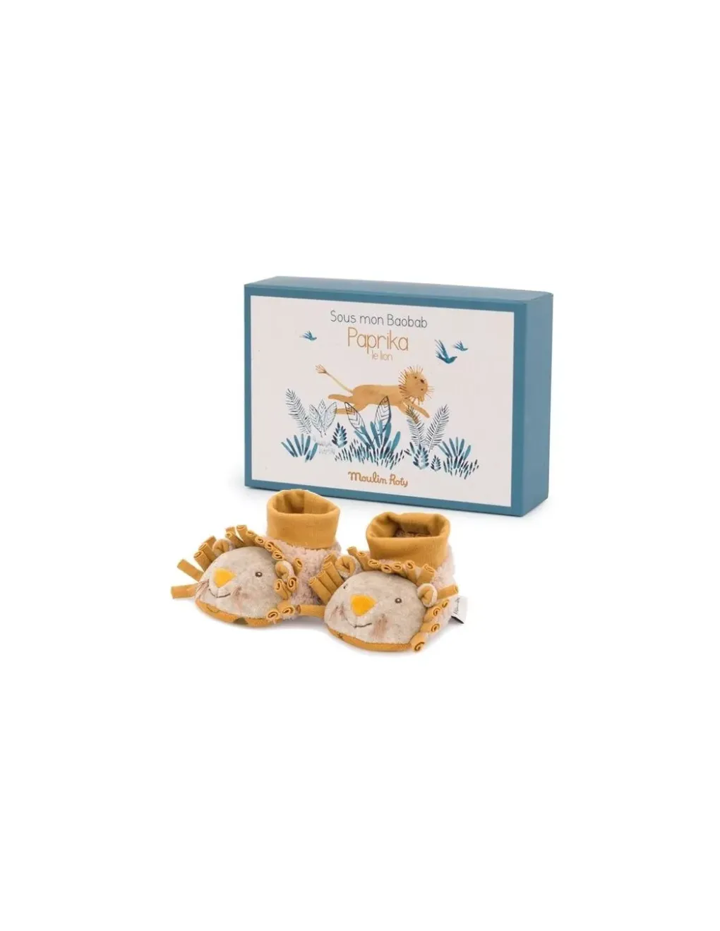 Moulin Roty Chaussons lion Sous mon baobab - Discount