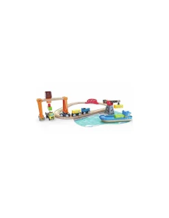 Hape Toys Circuit de train cargo et grue - Hape Discount
