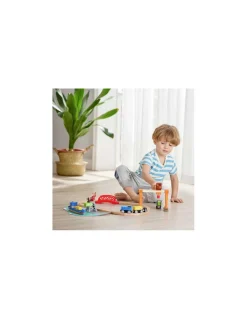 Hape Toys Circuit de train cargo et grue - Hape Discount