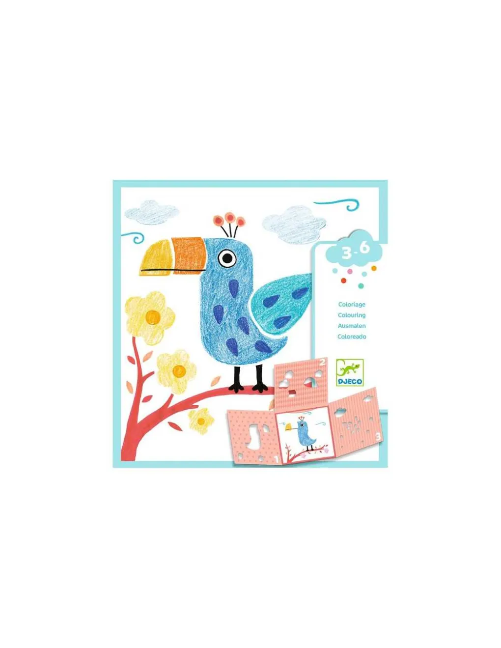 Djeco Coloriage 3 pochoirs pour une image - Discount