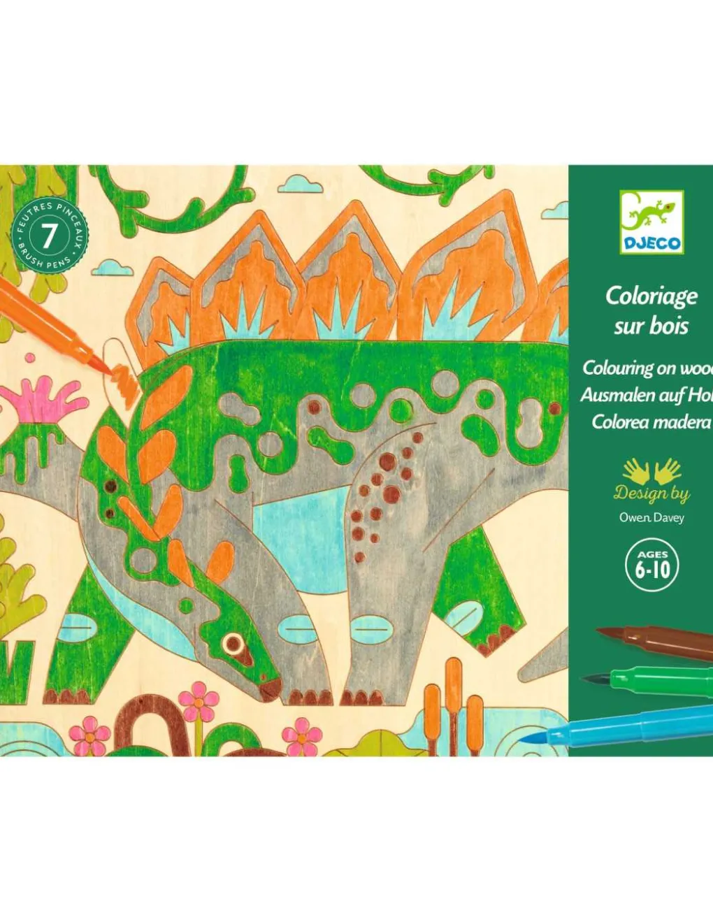 Djeco Coloriage sur bois Dino world - Clearance