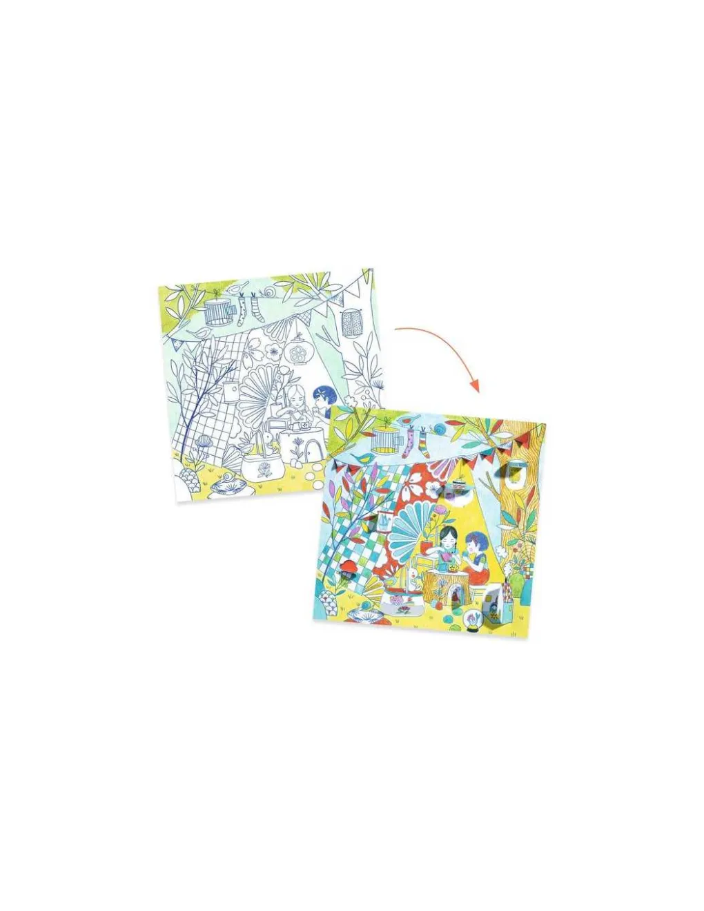 Djeco Coloriages petites portes Les cabanes de Nina - Clearance