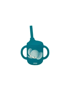 Sassi junior Gobelet avec paille en silicone Chewy l'éléphant - Sassi Outlet