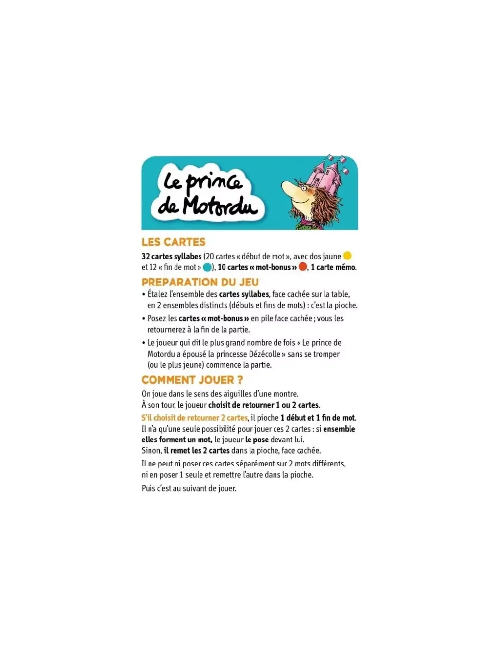 Nathan Jeu de cartes le prince de Motordu -