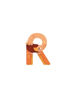 Moulin Roty Lettre R orange en bois - Hot