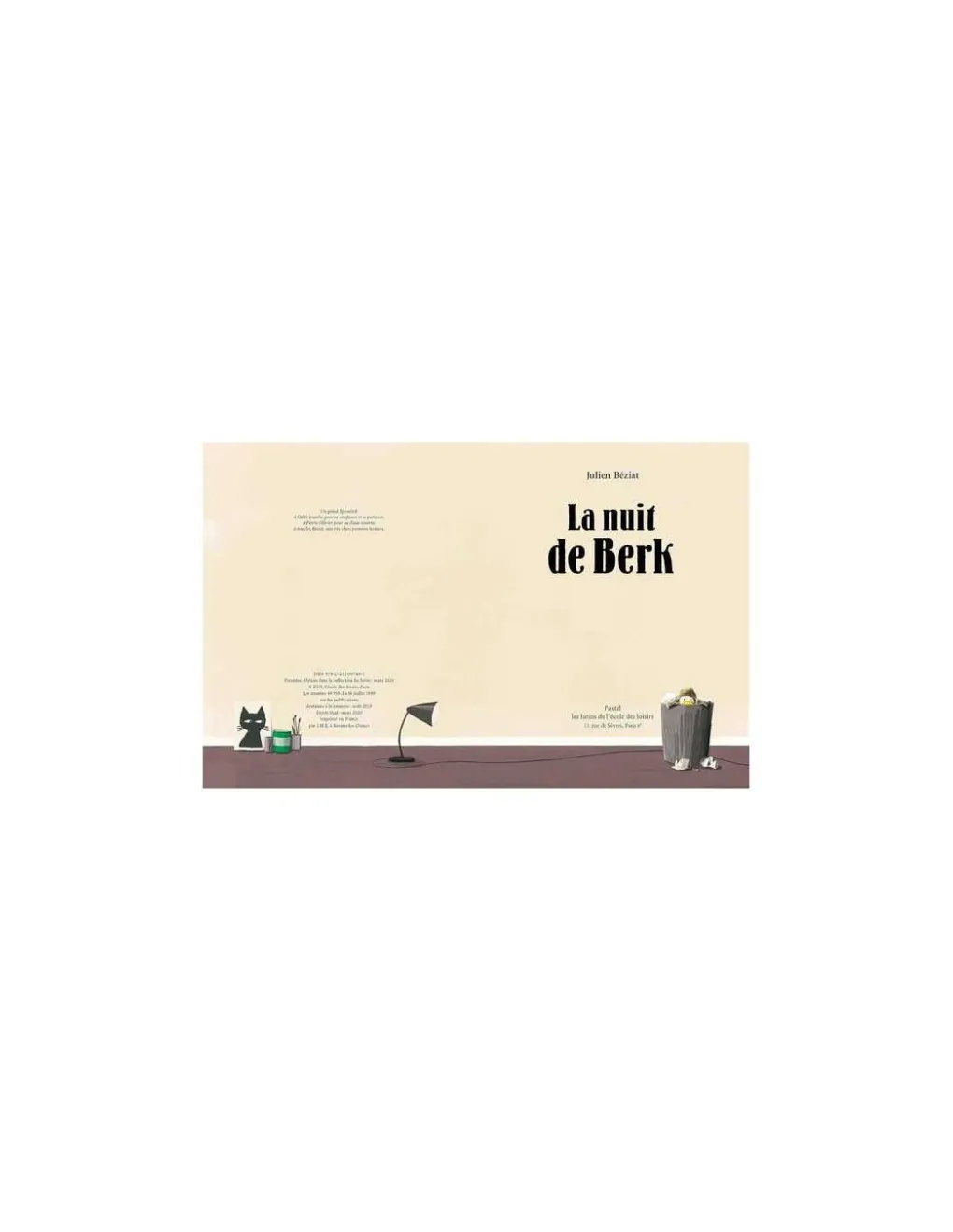 Moulin Roty Livre La nuit de Berk - L'école des loisirs Discount