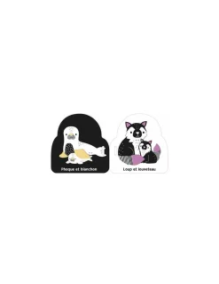 Auzou Livre poussette noir et blanc bébés animaux - New