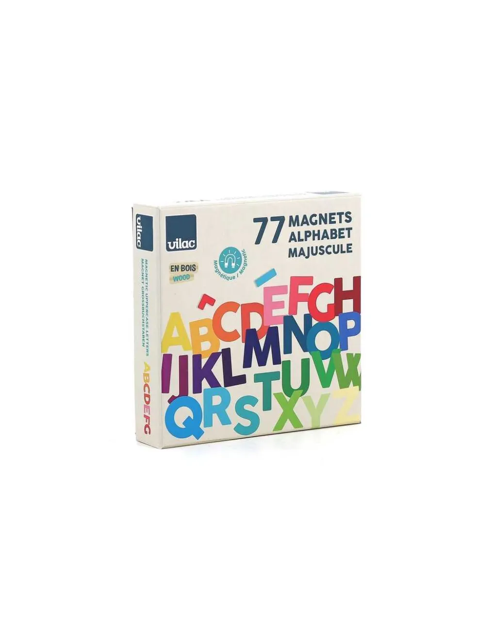 Vilac Magnets alphabet majuscules bois 77 pièces - Discount