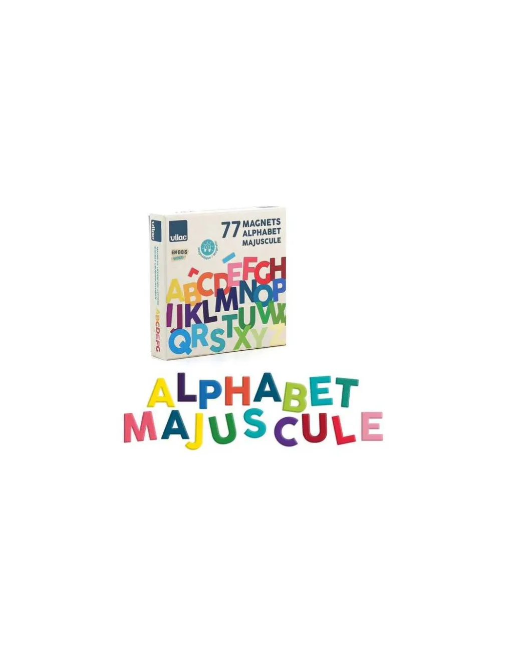 Vilac Magnets alphabet majuscules bois 77 pièces - Discount