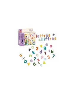 Jeujura Magnets bois 80 lettres minuscules et chiffres - New