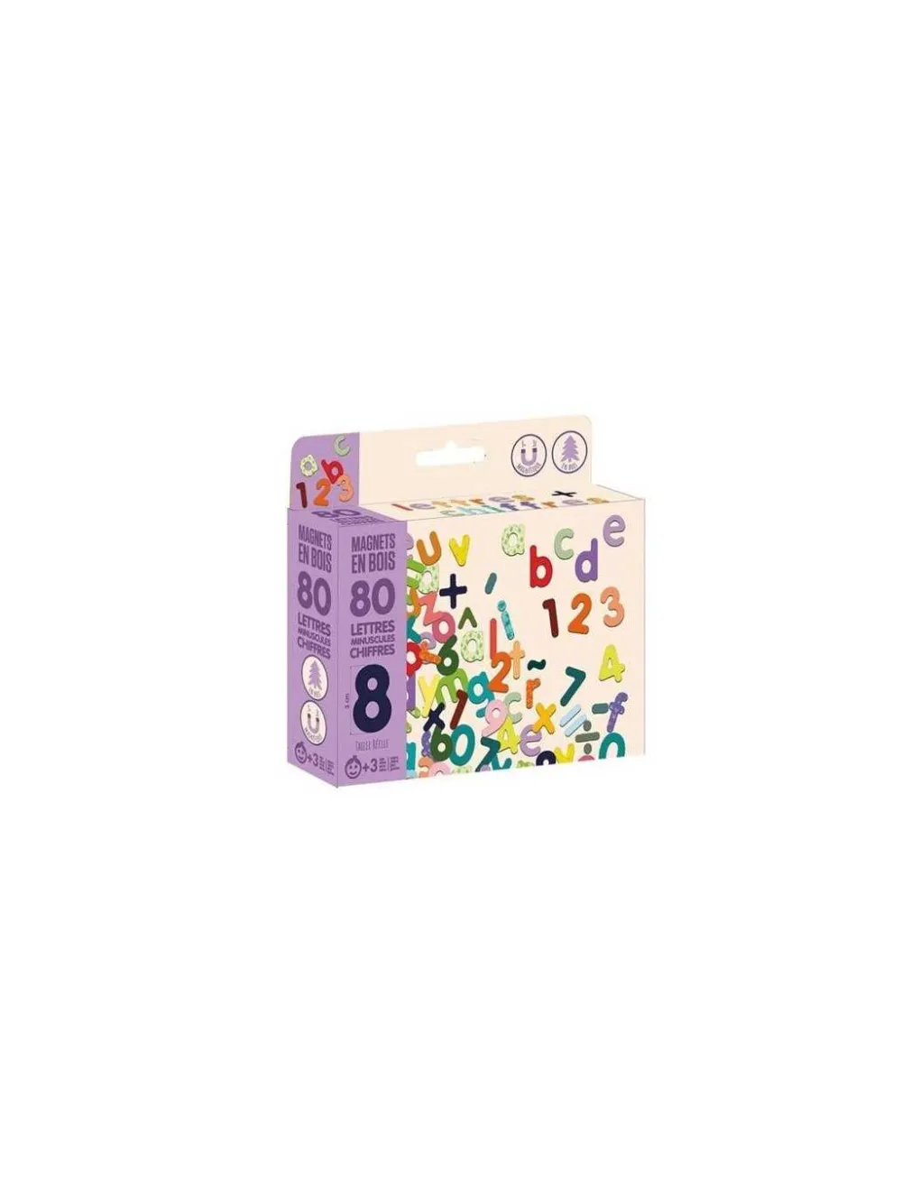 Jeujura Magnets bois 80 lettres minuscules et chiffres - New