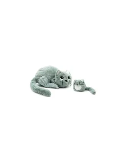 Les Deglingos Peluche Miaou le chat maman et bébé vert menthe - Les Ptipotos by Déglingos New