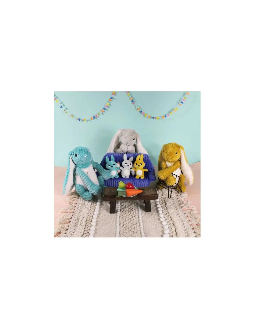 Les Deglingos Peluche Toudou le lapin jaune moutarde - Les Ptipotos by Déglingos Clearance