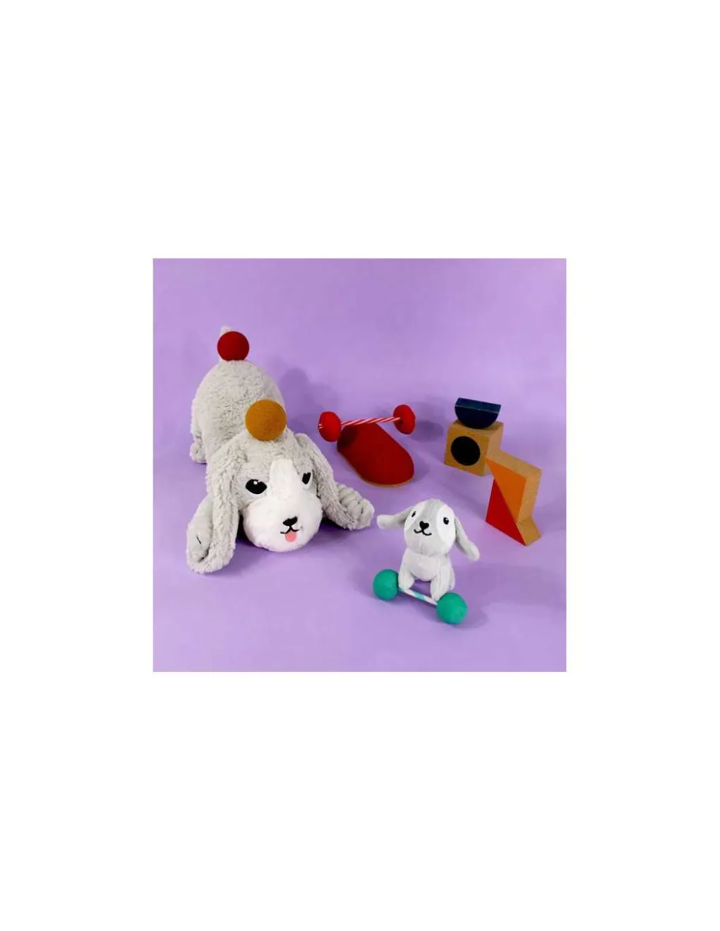Les Deglingos Peluche Toutou le chien gris clair - Les Ptipotos by Déglingos Outlet